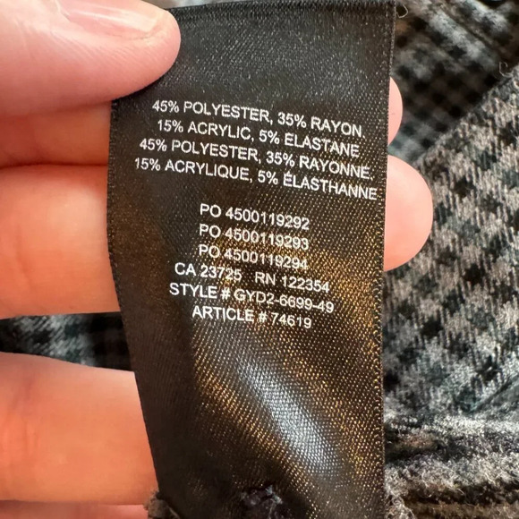 Aritzia Sunday Best Freshman Check Pant Size 4  Gray High Rise Straight Academia - Picture 10 of 14